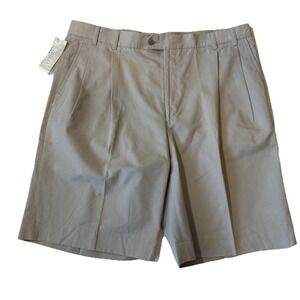 Jhane Barnes Mens 38‎ Cotton Flat Front Vintage NWT Shorts Tan Khaki Preppy Golf
